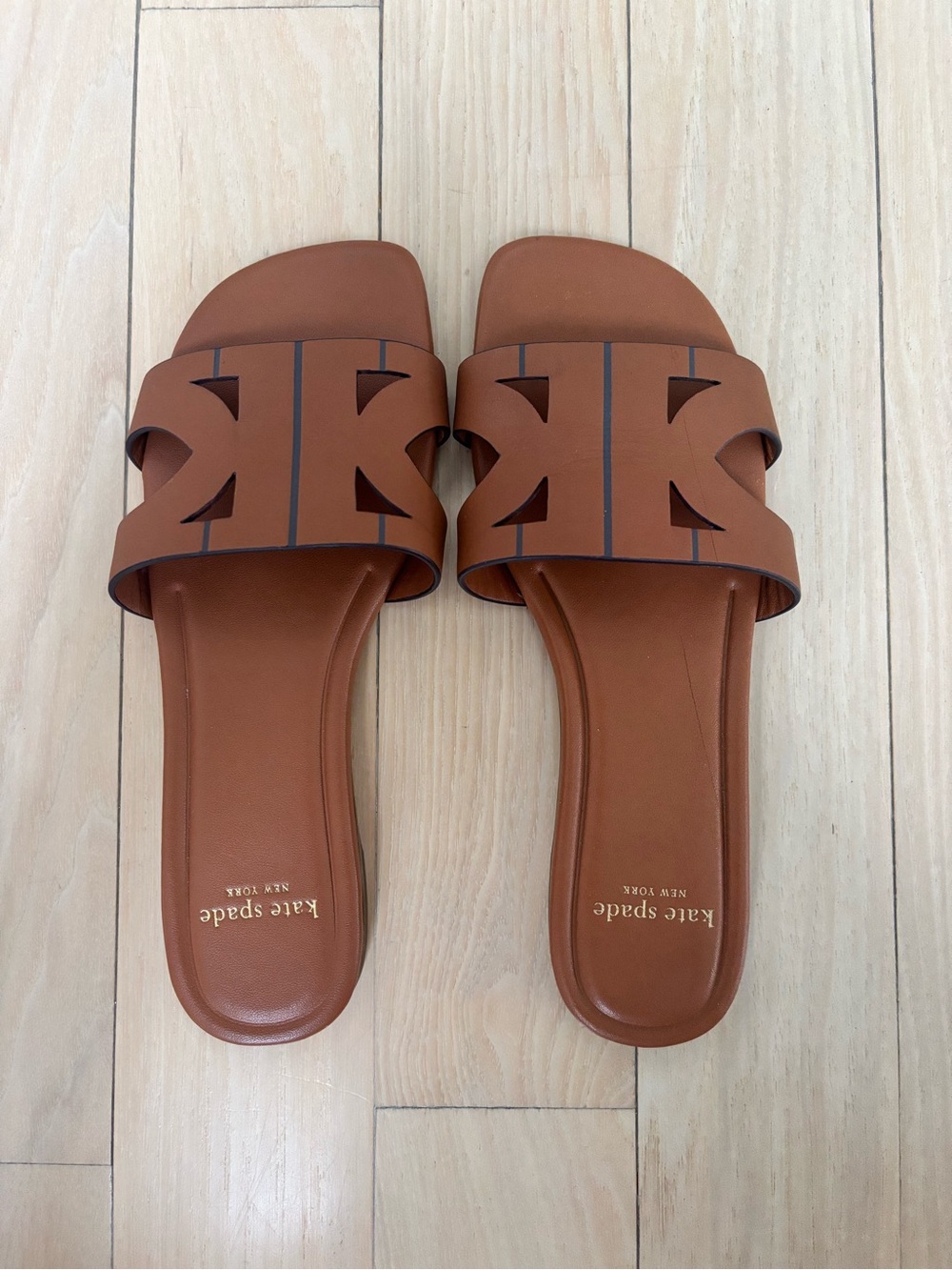 Kate Spade Duo Smooth Leather Slide Sandals